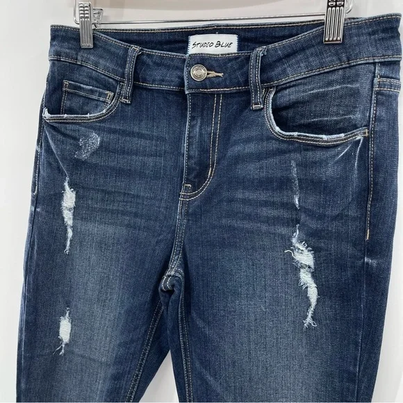 Studio Blue Dark Wash Lightly Distressed Jeans Size 28 - Picture 3 of 10